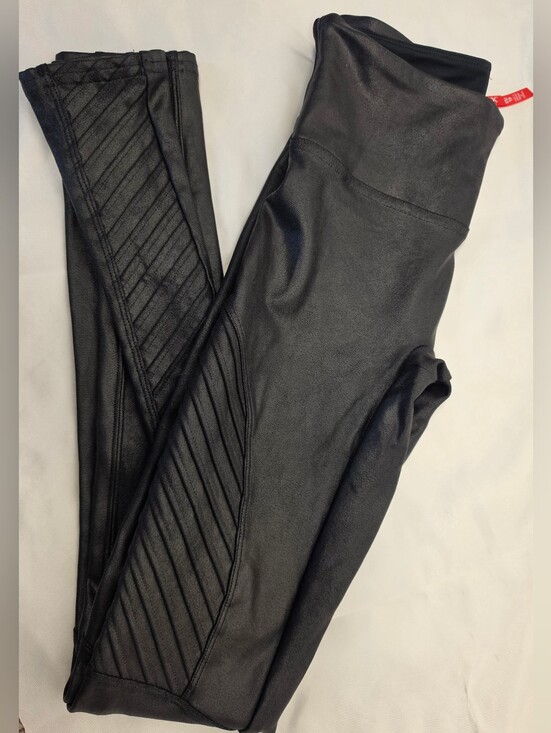 SPANX Pants - Spanx Black Faux Leather Moto Leggings Shaping High Rise Pants Size XS